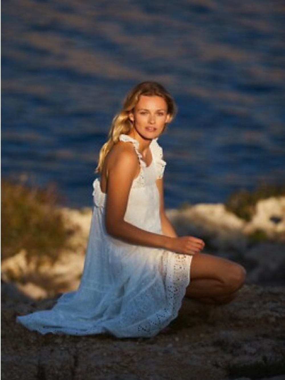 Current Air White crochet Eyelet Ruffle midi dress size S - Picture 10 of 12